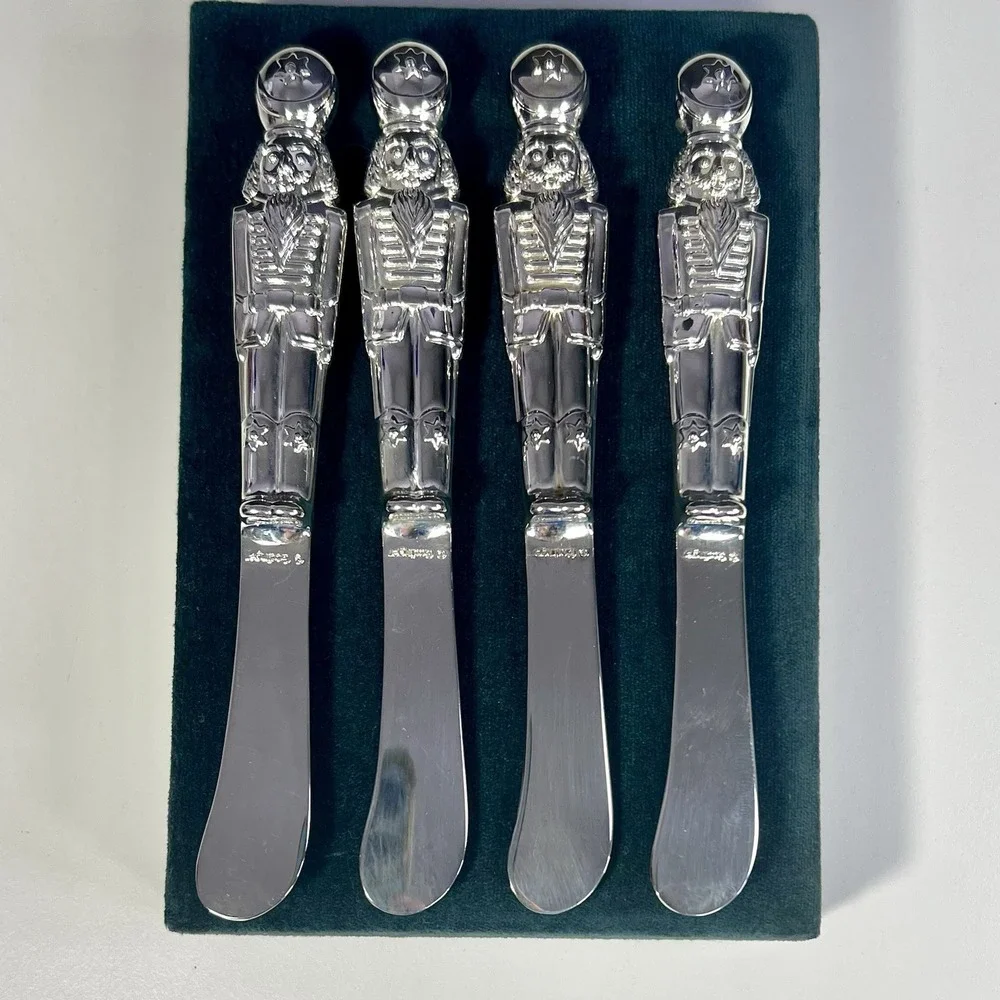 Silver Treasures Godinger Toy Soldier Knife Set of 4 Cheese Butter Spread‎ XMAS
